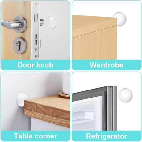 Door Stopper Wall Transparent - Set of 12 - Ø 4 cm - Self-adhesive Door Buffers - Wall Protection against Door Handles