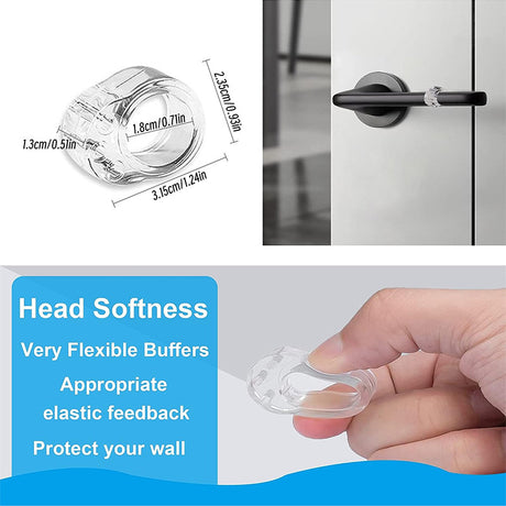 Door Handle Protectors White - Set of 6 - Door Stopper for Latch - Wall Protection - PVC Bumpers
