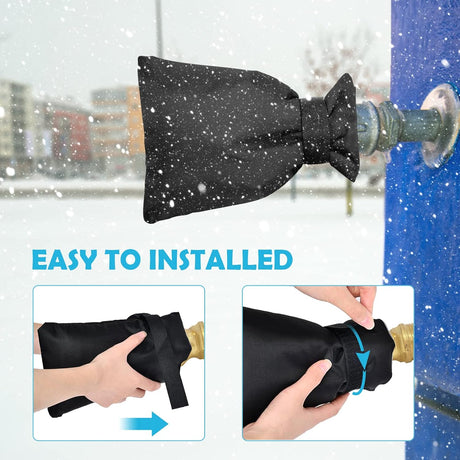 Outdoor tap covers set of 4 - thermal frost protection - waterproof tap protectors - black