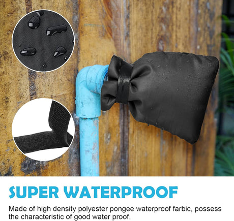 Outdoor tap covers set of 4 - thermal frost protection - waterproof tap protectors - black