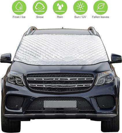 Car Windshield Cover - Anti-Freeze Blanket & Sunshade - Layered Winter Cover - 145 x 92 cm - Protection against Snow and Ice