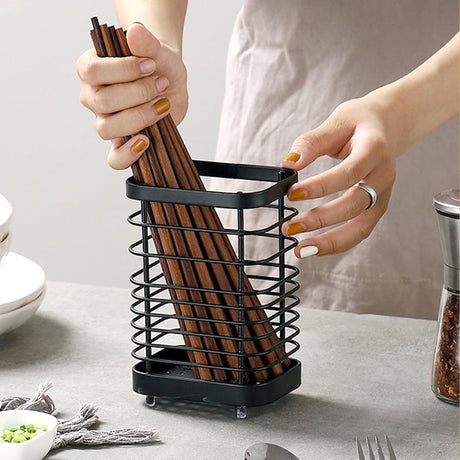 Stainless Steel Kitchen Utensil Holder - Countertop Cutlery Basket - Stainless Steel - Round Pot for Spatulas and Cutlery - Silver