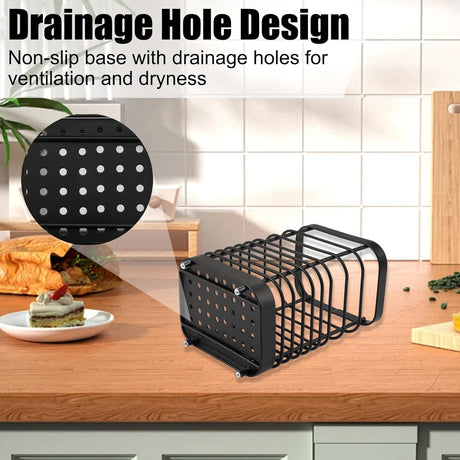 Stainless Steel Kitchen Utensil Holder - Countertop Cutlery Basket - Stainless Steel - Round Pot for Spatulas and Cutlery - Silver