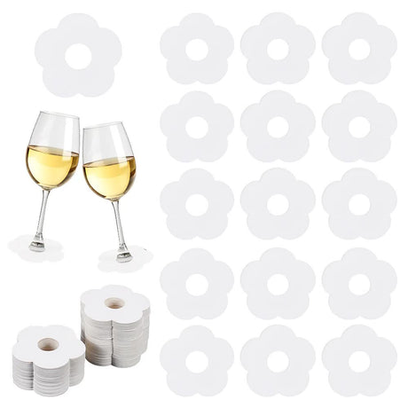 100 Pieces Wine Glass Markers Paper - Blank Flower Place Cards - DIY Wine Hangers for Weddings & Parties - White