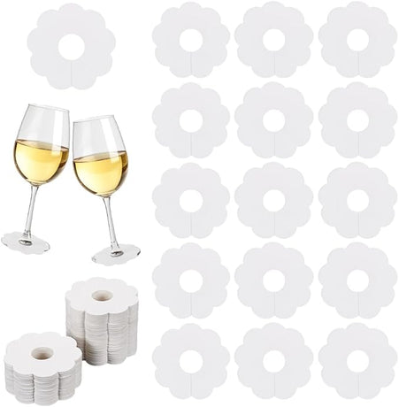 300 Pieces Wine Glass Markers Paper - Blank Flower Place Cards - DIY Wine Hangers for Weddings & Parties - White