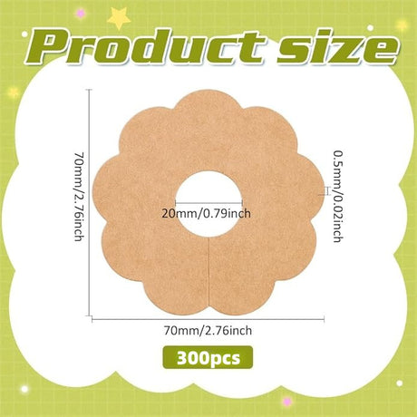300 Pieces Wine Glass Markers Paper - Blank Flower Place Cards - DIY Wine Hangers for Weddings & Parties - Brown