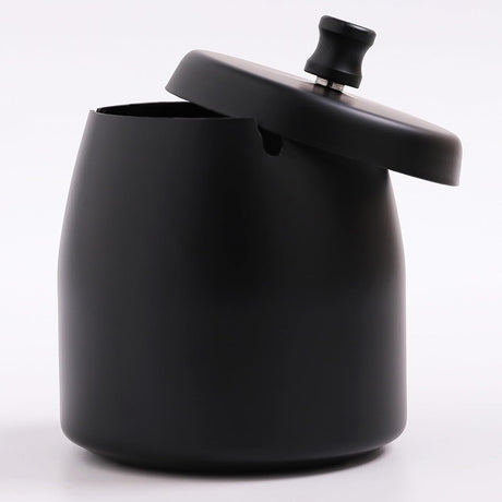 Stainless Steel Ashtray with Lid - Black - Ø 9 cm - Wind Ashtray for Outdoor & Indoor Use - Storm Ashtray