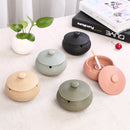 Ceramic Ashtray with Lid - Retro Green/Brown - Wind Ashtray for Outdoor & Indoor Use - Glazed Earthenware