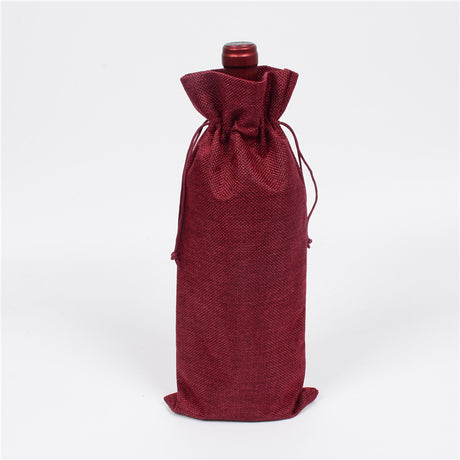 Linen wine bags - jute wine bags - blind tasting - drawstring bags - wine bottle protectors - 10 pieces - red