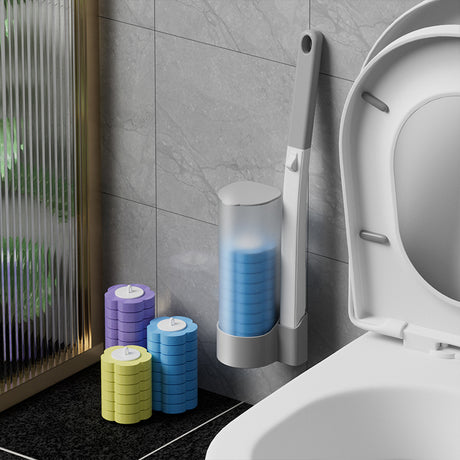 Toilet brush - Replacement brush heads - Replaceable toilet brush set - Highly effective cleaning - Suitable for bathrooms and toilets -40*10cm- Hygienic and convenient (Ocean Blue)