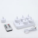Rechargeable LED Candles with - Electronic Candle - Plastic Tea Lamp - Halloween, Birthday, Valentine's Day Home Decor - Rechargeable - 6 Seats - White