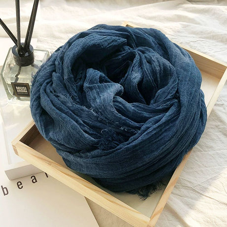 Autumn Winter Men's Basic Cotton Scarf, Medium Thickness for All Seasons, Versatile Black Oversized Soft Warm Touch