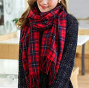 Plaid Blanket Scarf for Women, Winter Warm Tartan Wrap 200x65 cm with Fringe Tassel, Cashmere-Like Soft Plaid Design