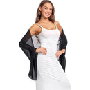 Soft Black Chiffon Shawl Wrap 190x45 cm for Wedding Evening Dress, Bridal Cape with Elegant Flowing Design, Lightweight Party Cover