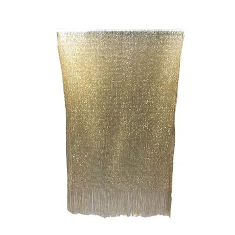 Gold Lightweight Artificial Polyester Shawl Wrap Scarf with Tassel Trim for Spring Autumn, Modern Elegant Party Cover-Up