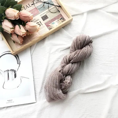 Pink Cotton Linen Scarf for Men and Women, 180x70 cm Oversized Lightweight Breathable, UV Protection for Summer and Warmth in Winter
