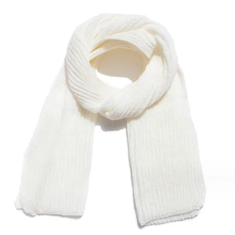 White Chunky Cable Knit Winter Scarf for Women and Men, 190x30 cm Warm Oversized Wrap, Soft Cashmere-Like Acrylic for Cold Weather Christmas Gift
