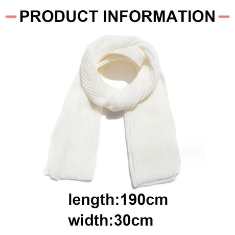 White Chunky Cable Knit Winter Scarf for Women and Men, 190x30 cm Warm Oversized Wrap, Soft Cashmere-Like Acrylic for Cold Weather Christmas Gift