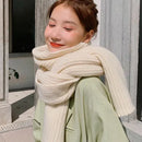 White Chunky Cable Knit Winter Scarf for Women and Men, 190x30 cm Warm Oversized Wrap, Soft Cashmere-Like Acrylic for Cold Weather Christmas Gift