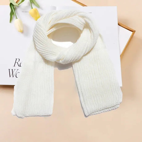White Chunky Cable Knit Winter Scarf for Women and Men, 190x30 cm Warm Oversized Wrap, Soft Cashmere-Like Acrylic for Cold Weather Christmas Gift