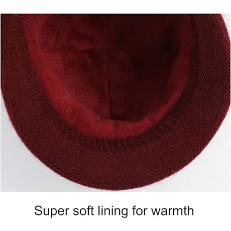 Women's Elegant Warm Knitted Cloche Hat in Hemp Color, One Size Fits Most 56-58 cm Stretchable, Multifunctional Winter Skating Snowboarding Beanie