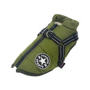 Army Green Winter Waterproof Dog Jacket with Harness, Comfortable Padded Puffer Vest for Small and Medium Breeds, Size M with Reflective Trim