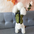 Army Green Winter Waterproof Dog Jacket with Harness, Comfortable Padded Puffer Vest for Small and Medium Breeds, Size M with Reflective Trim