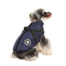 Blue Winter Waterproof Dog Jacket with Built-in Harness, Zipper Fastening and Soft Coral Fleece Lining, Size M for Medium Dogs with Reflective Safety Design