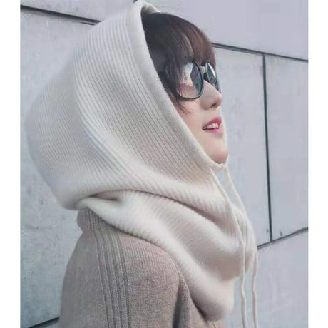 Women's Cashmere Knitted Winter Hat Hood Scarf Balaclava Set, Windpro Max Technology for Extreme Cold Protection, Multifunctional Thermal Headwear