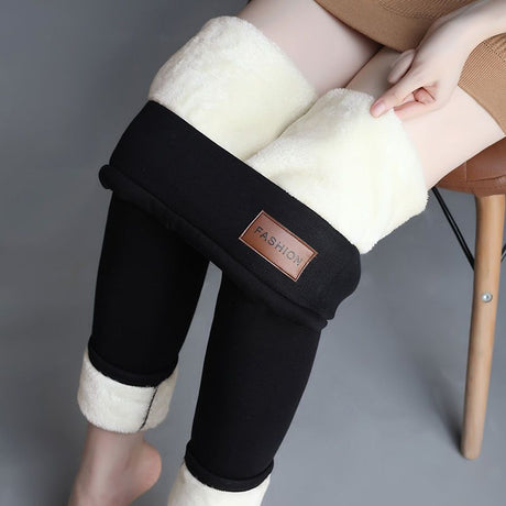 Black Sherpa Fleece Lined High Waist Winter Leggings for Women, Thick Cashmere Feel Plus Size 3XL, Stretchy Thermal Pants for Cold Weather and Lounge