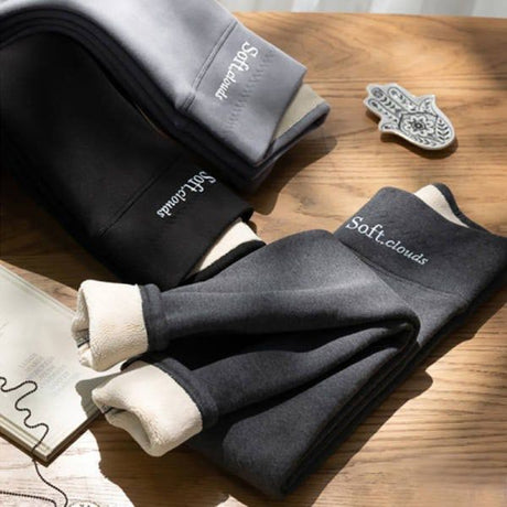 Light Gray Sherpa Fleece Lined High Waist Winter Leggings for Women, Thick Soft Thermal Pants with Stretchy Slimming Fit, Plus Size 3XL for Cold Days