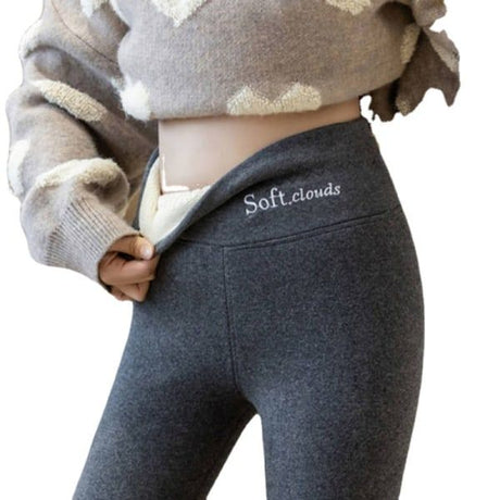Dark Gray Sherpa Fleece Lined High Waist Winter Leggings for Women, Thick Soft Thermal Pants with Slimming Stretchy Fit, Plus Size 3XL for Cold Weather