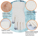 White Thermal Knitted Wool Touchscreen Mittens for Women with Fleece Lining, Thumb and Index Finger Compatibility for Smartphone and Tablet Use in Winter