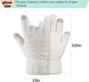 White Thermal Knitted Wool Touchscreen Mittens for Women with Fleece Lining, Thumb and Index Finger Compatibility for Smartphone and Tablet Use in Winter