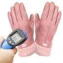 USB Rechargeable Heated Gloves for Women with 3-Level Temperature Control, Touchscreen Compatible Soft Suede with Coral Fleece Lining, Requires Power Bank