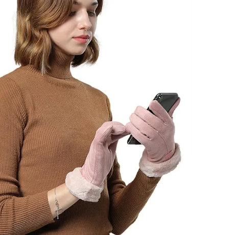 USB Rechargeable Heated Gloves for Women with 3-Level Temperature Control, Touchscreen Compatible Soft Suede with Coral Fleece Lining, Requires Power Bank
