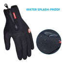 Black Winter Windproof Waterproof Thermal Touch Gloves for Men and Women, Anti-Slip Rubber Palm, Zipper Closure for Easy Wear, Size L for Outdoor Sports