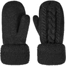 Thick Fleece Lined Warm Knitted Mittens for Women, Super Soft Thermal Winter Hand Warmers with Stretchy Elastic Wrist, One Size for Most Hand Shapes