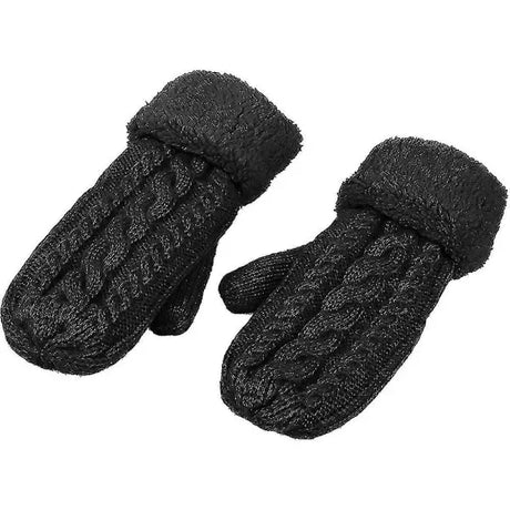 Thick Fleece Lined Warm Knitted Mittens for Women, Super Soft Thermal Winter Hand Warmers with Stretchy Elastic Wrist, One Size for Most Hand Shapes