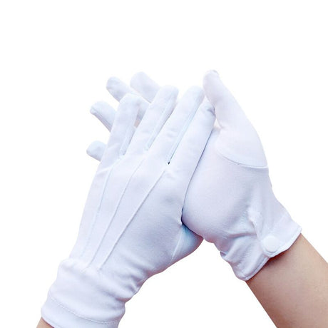White Adult One Size Fingerless Gloves with Snap Button Closure and Embroidered Seams, Perfect for Christmas Saint Nicholas Carnival Halloween Costume Parties
