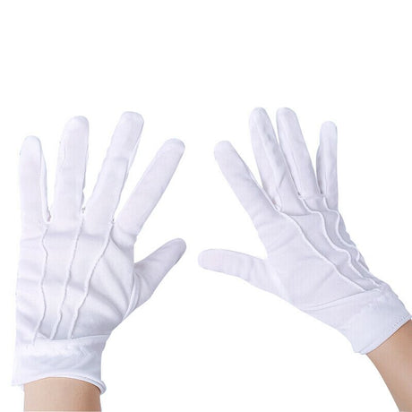 White Adult One Size Fingerless Gloves with Snap Button Closure and Embroidered Seams, Perfect for Christmas Saint Nicholas Carnival Halloween Costume Parties