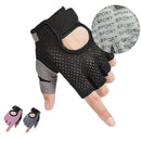 Women's Half Finger Gym Gloves with Non-Slip Gel Pads for Weightlifting, Bodybuilding, and Cycling, Breathable Elastic Fabric Size L for Secure Grip