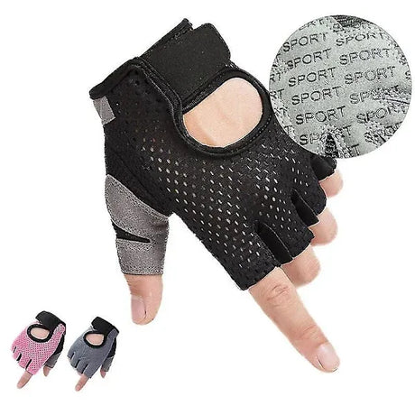 Women's Half Finger Gym Gloves with Non-Slip Gel Pads for Weightlifting, Bodybuilding, and Cycling, Breathable Elastic Fabric Size L for Secure Grip