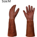Long Thorn-Resistant Gardening Gloves for Women, Rose Pruning and Cactus Handling Protective Arm Covers, Thick Cowhide Leather with Cotton Lining