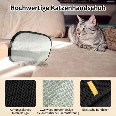 2-Piece Electrostatic Pet Hair Removal Gloves for Cats and Dogs, Reusable Washable Grooming Mitt for Furniture Clothing and Car Seats