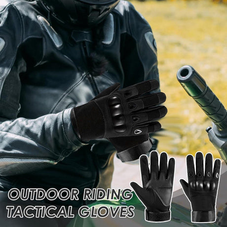 Black Men's Motorcycle Tactical Gloves with Knuckle Protection, Breathable Mesh Vents, Non-Slip Silicone Palm, Touchscreen Fingertips for Riding and Training