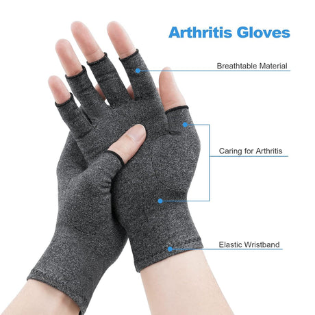 Fingerless Arthritis Compression Gloves for Pain Relief and Warmth, Breathable Cotton Spandex Blend for Typing Gaming and Daily Activities Size M