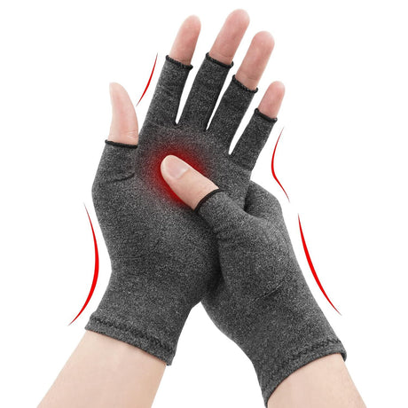 Fingerless Arthritis Compression Gloves for Pain Relief and Warmth, Breathable Cotton Spandex Blend for Typing Gaming and Daily Activities Size M
