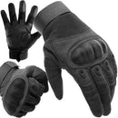 Black Tactical Military Gloves with Touchscreen Compatibility, Reinforced Nylon Construction with Non-Slip Panels and Adjustable Velcro Cuffs Size L