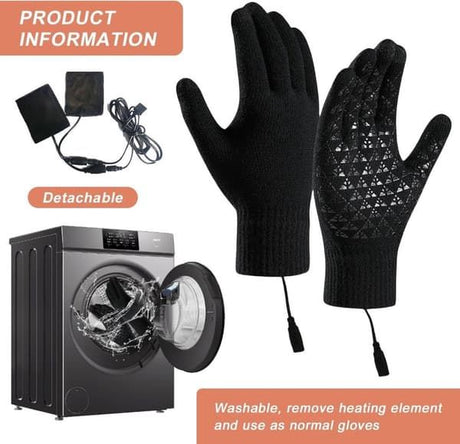 USB Heated Gloves with Touchscreen and Removable Heating Core, Fast Heating Anti-Slip Acrylic Knit for Winter Sports and Outdoor Activities, Requires 5V2A Power